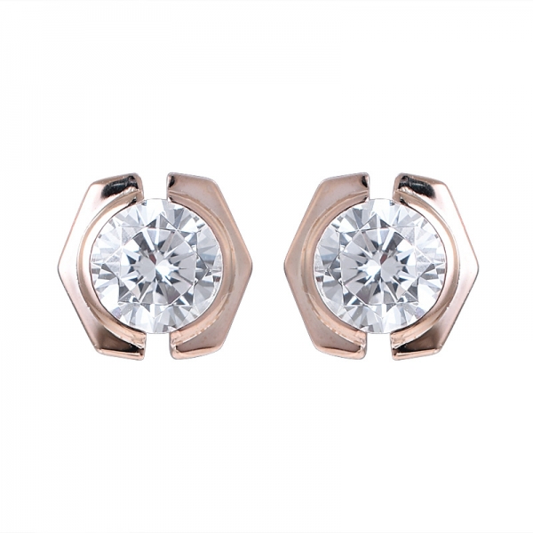 3ct round CZ Diamond 18K rose Gold Plated earring set jewelry 