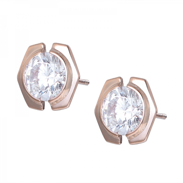 3ct round CZ Diamond 18K rose Gold Plated earring set jewelry 