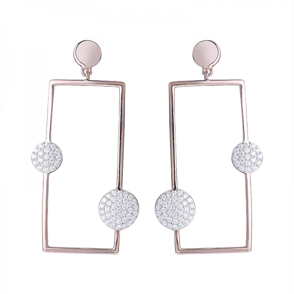 White Cubic Zirconia Rose gold Over Sterling Silver stud Earrings 