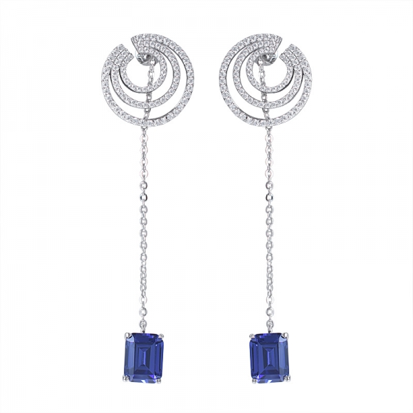 Blue tanzanite rhodium over sterling silver dangle earrings 