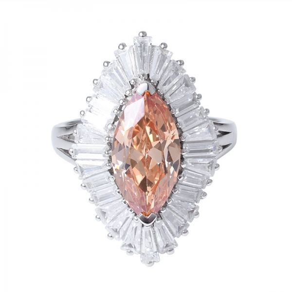 champagne diamond cz center design halo Engagement ring set jewelry 