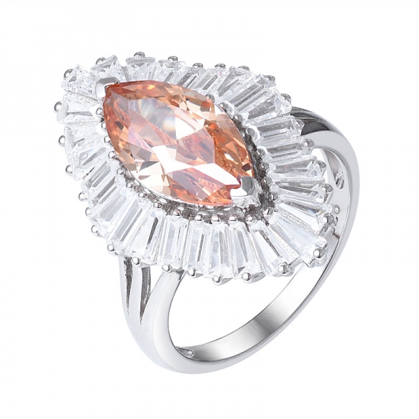champagne diamond cz center design halo Engagement ring set jewelry 