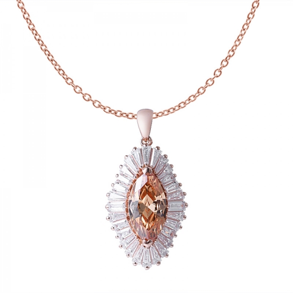champagne diamond cz center design halo pendant set jewelry 