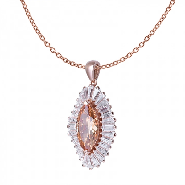 champagne diamond cz center design halo pendant set jewelry 