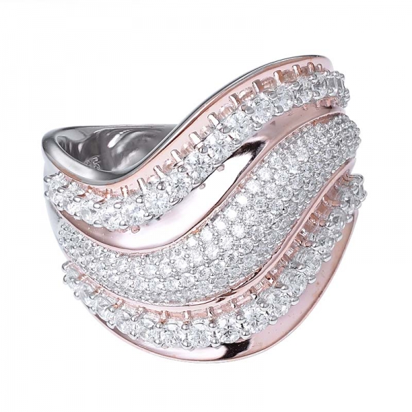 panyu Factory silver 2 Tone Plated Clear CZ Ring 