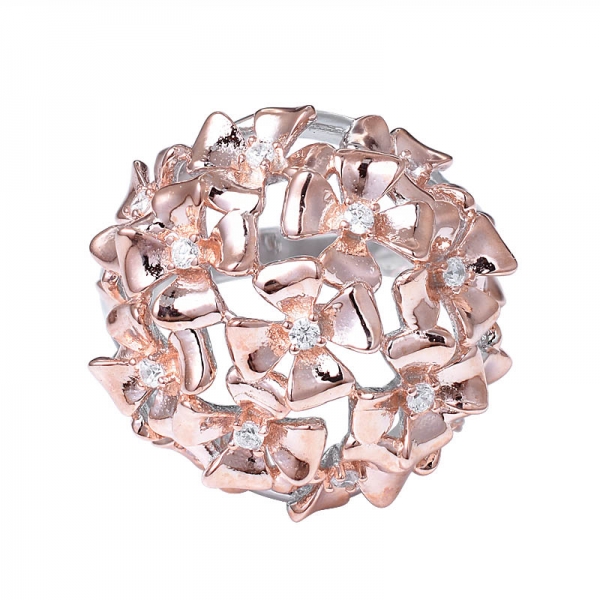 New Fashion Flower Shape Rose Gold Ring Design For Women 