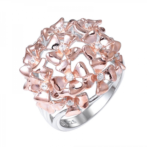 New Fashion Flower Shape Rose Gold Ring Design For Women 