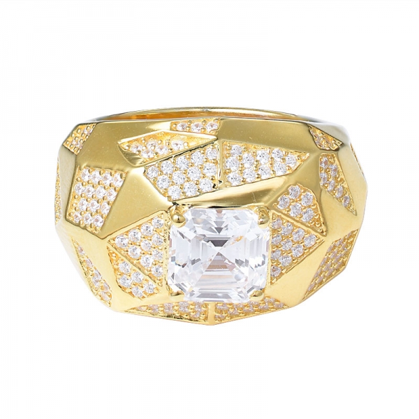 Saudi Arabia style micro pave Asscher cut cz jewelry 925 silver women ring 