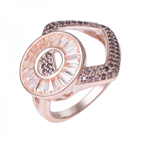 Wholesale Rose Gold Color Champagne Crystal CZ Rings Set Jewelry 
