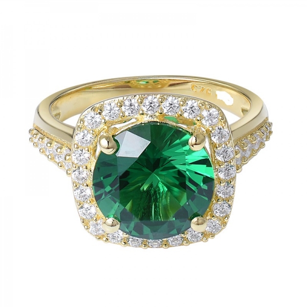Green emerald vintage hollow 925 sterling silver bijouterie ziler ring 