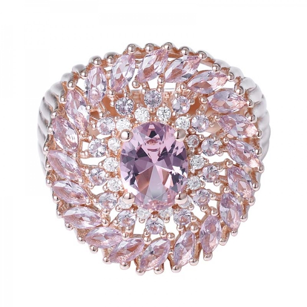 Oval Cut Morganite 18k Rose Gold Over Sterling Silver Engagement Ring 