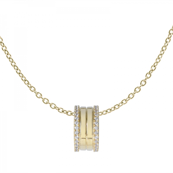 2 line White Cubic Zirconia yellow gold Over Sterling Silver pendant 