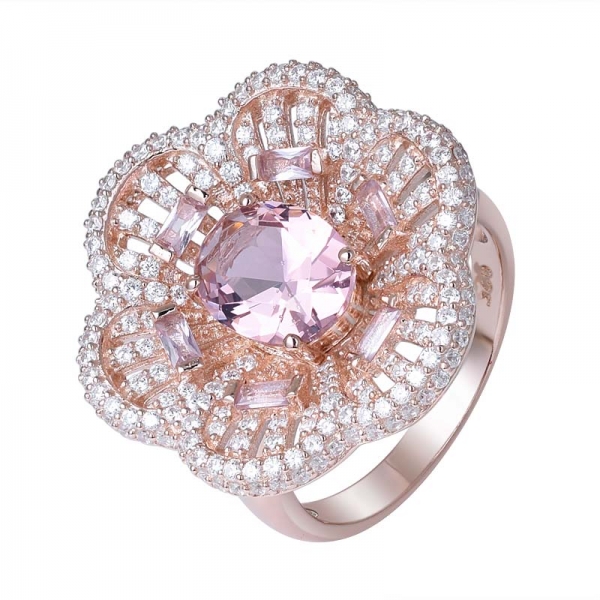 2 carat Oval cut morganite cz rose gold over sterling silver ring set jewelry for women 