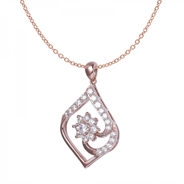 white cubic zircona rose gold over sterling silver pendant necklace for women 