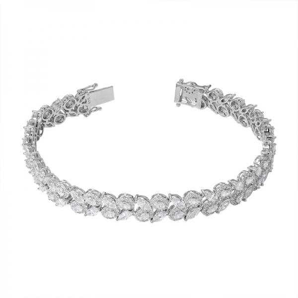 Marquise Cut Created Emerald Rhodium over Silver bracelets 