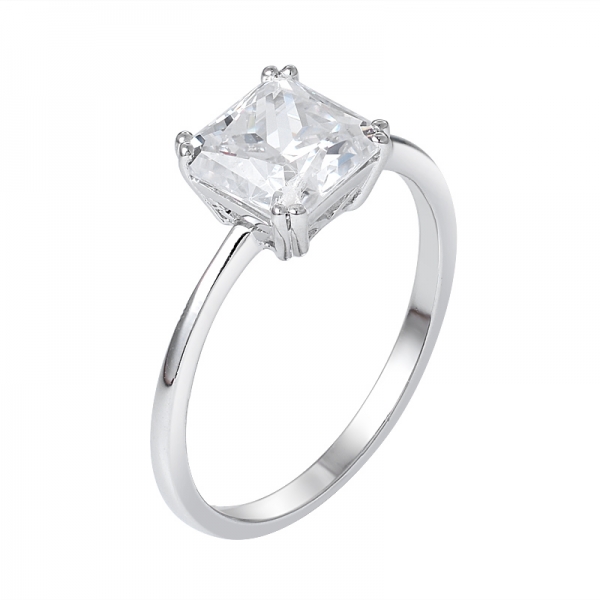 Princess Cut 1ct Square shape cubic Rhodium Over Sterling silver Solitaire Ring 