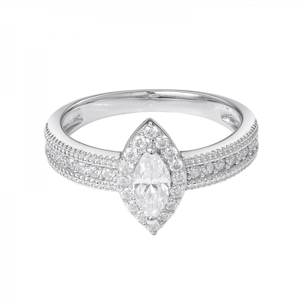 Marquise White Cubic zirconia Rhodium Over Sterling silver Engagement Ring 