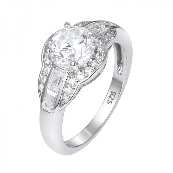 1.2ct White Round AAAAA Cz Rhodium Over 925 Sterling Silver Engagement ring 