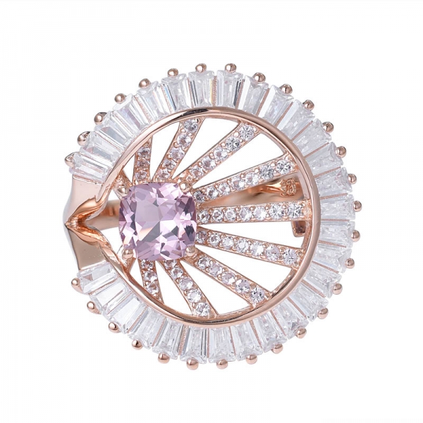 Pink Morganite Created Rose gold Over 925 Sterling Silver engagement ring 