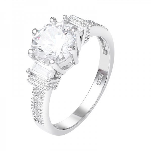 1.5ct Round Brilliant Cubic Zirconia Rhodium over sterling silver engagement ring 