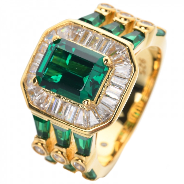 2ct Lab created Green Emerald yellow gold Over Sterling silver engagement ring 
