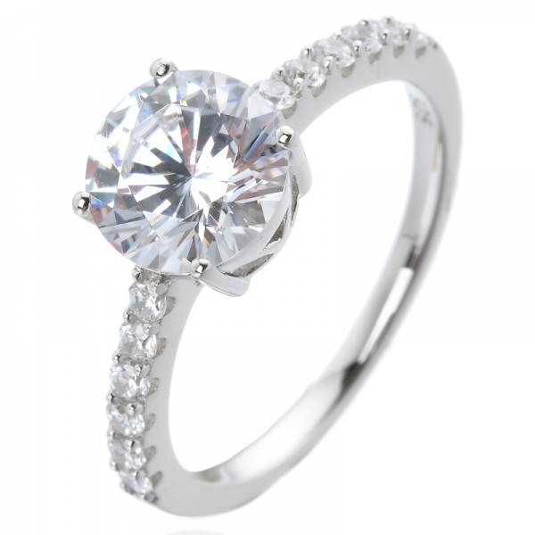 2.0ct round white cubic zirconia rhodium over sterling silver jewellery ladies ring 