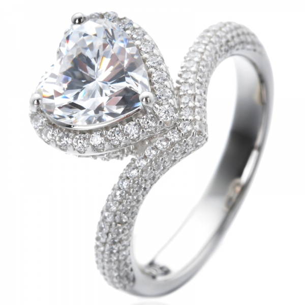 Heart Cut cubic zirconia Rhodium over sterling silver tacori engagement rings 