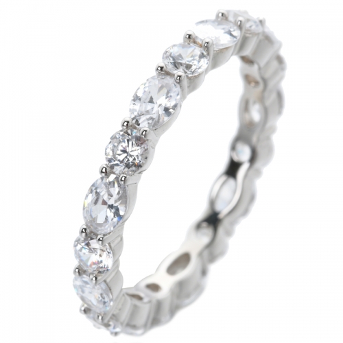 Oval&round White Cubic rhodium over sterling silver jewellery Eternity ring