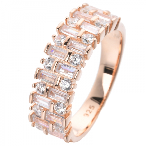 Cubic Zirconia Fashion Baguette Rings for Women, half stone Eternity Ring Band Stacking Rings 