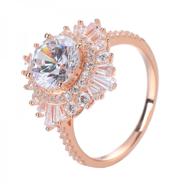 Rose Gold Tone Over Sterling Silver 2 Carat Round Brilliant Cubic Zirconia CZ Wedding Engagement Ring 