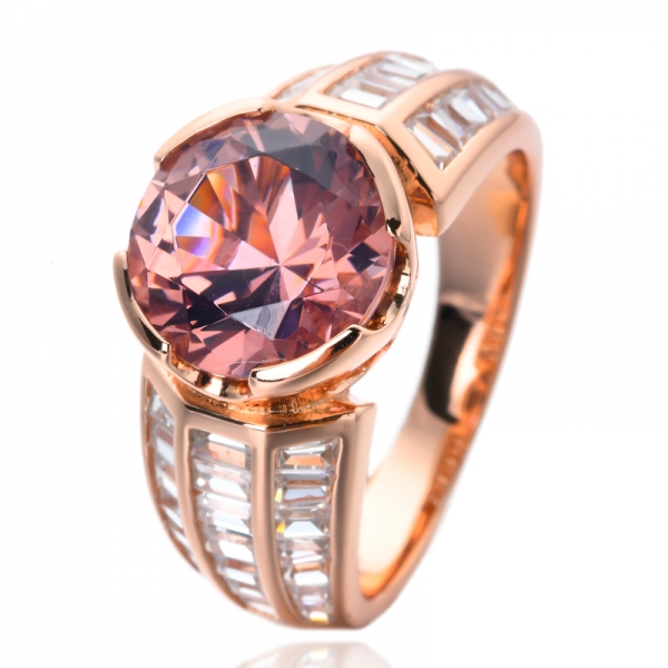10 MM Round Cut Morganite & Diamond Ladies Swirl Split Shank Bridal Engagement Ring 