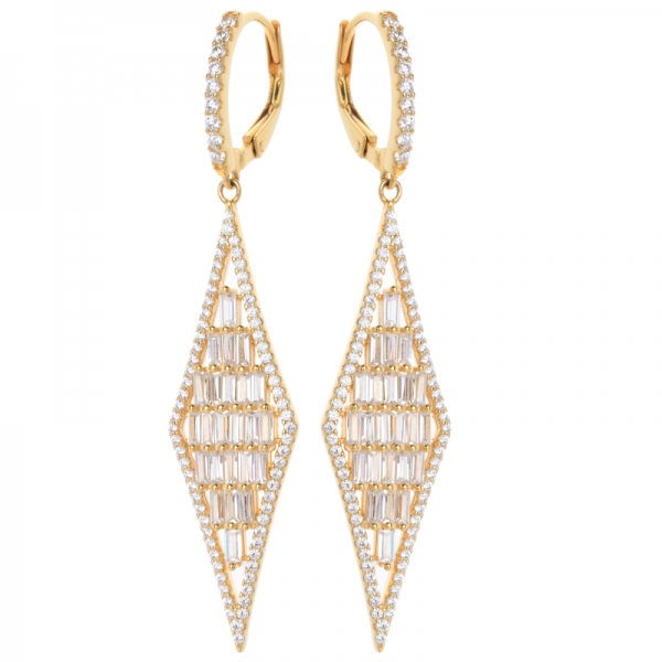 Baguette Cubic Zirconia Crystal Art Deco Wedding Dangle Earrings for Women 
