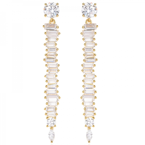 Long Cubic Zirconia Earrings Gold Silver Diamond Dangle Earrings 