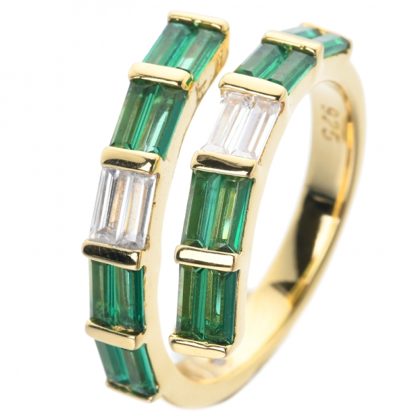 Barzel Created Green Emerald Gemstone Eternity Wedding Band 