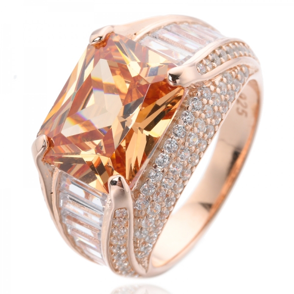 18K Rose Gold Filled Created Morganite gemstone Engagement Bridal Women ring 