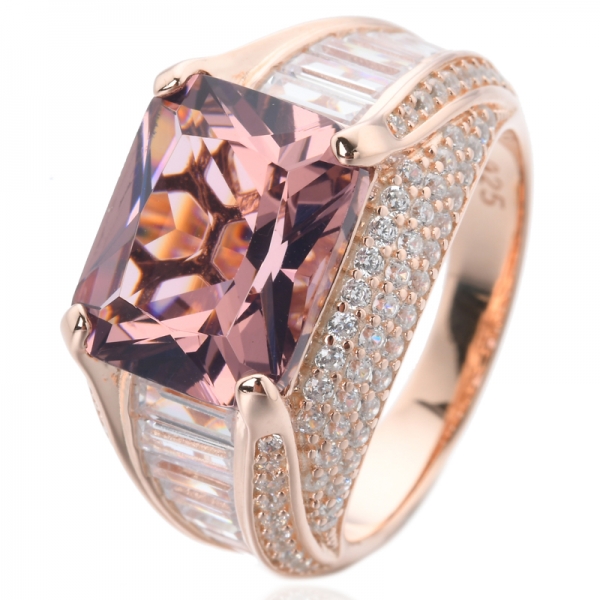 18K Rose Gold Filled Created Morganite gemstone Engagement Bridal Women ring 