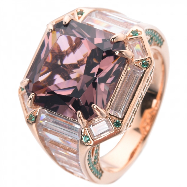 Rose Gold Real Diamond Engagement Anniversary Ring with Genuine Morganite stone 