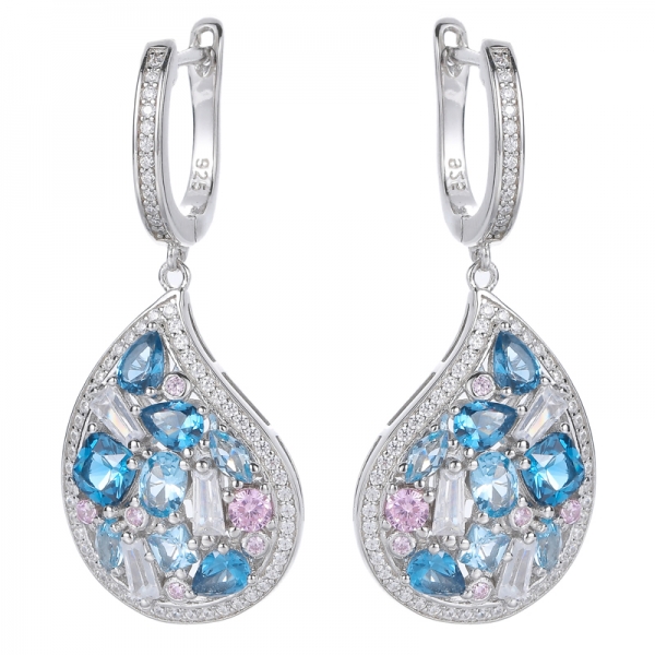 925 Sterling Silver Colourful Rainbow Cubic Zirconia Earrings 