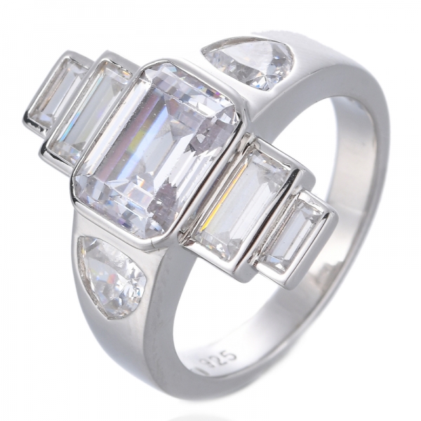 925 Silver Emerald Gems Ring Wedding Bridal Jewelry Gifts 