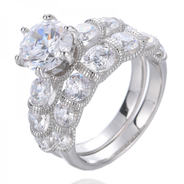 2.0ct Wedding Rings for Women Round Bridal Ring Sets Cubic Zirconia Engagement Promise Rings 