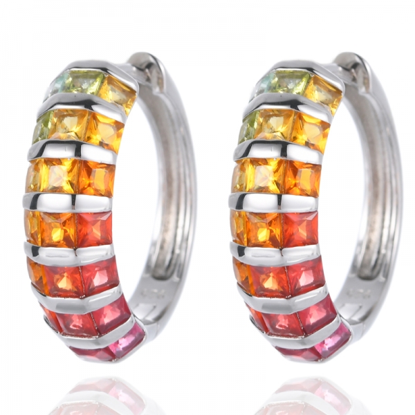 925 Sterling Silver Hoop Rainbow Earrings for Women 