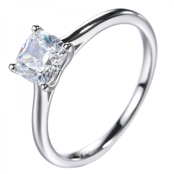 1CT Cushion Cut Cubic Zirconia Sterling Silver 925 Solitaire Wedding Ring 