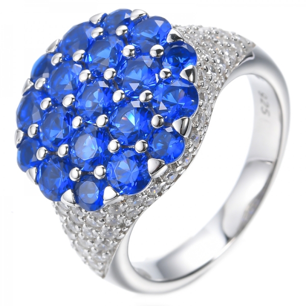 Lab Created Royal Blue Rhodium Plated Sterling Silver Ring 