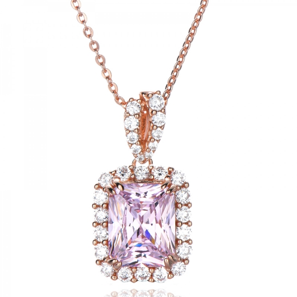 Fancy Light Pink Diamond And White Cubic Zirconia Rose Gold Over Sterling Silver Pendant 4.0ctw 