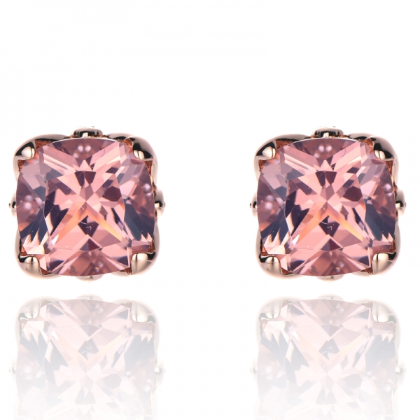 Pink Morganite Simulated And White Cubic Zirconia 18k Rose Gold Over Sterling Silver Stud Earrings 
