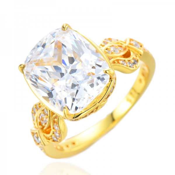White Cushion Cubic Zirconia 18k Yellow Gold Over Sterling Silver Ring 8ctw 
