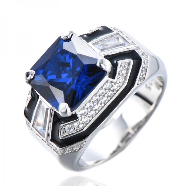 Wholesale Blue Sapphire zirconia enamel rings for fashion accessories 