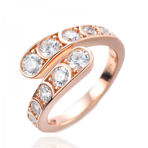 Latest Design 925 Silver Rose Gold Clear CZ Engagement Ring 