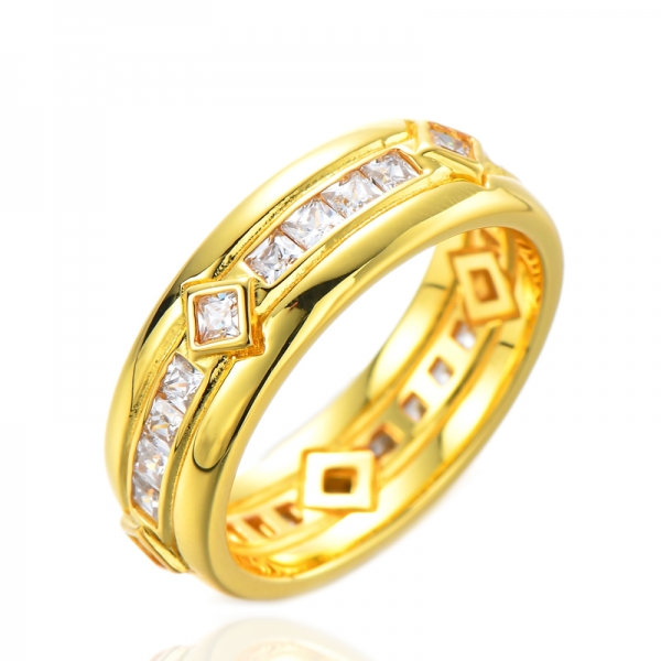 Rose Gold & Rhodium Plated Princess Cut Cubic Zirconia Eternity Ring 
