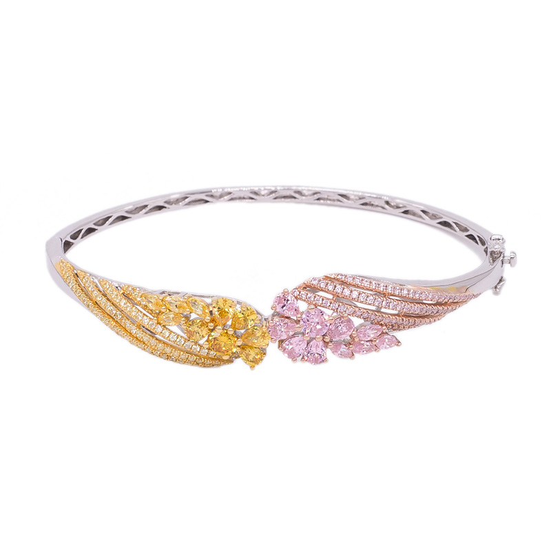 yellow and pink silver bangle